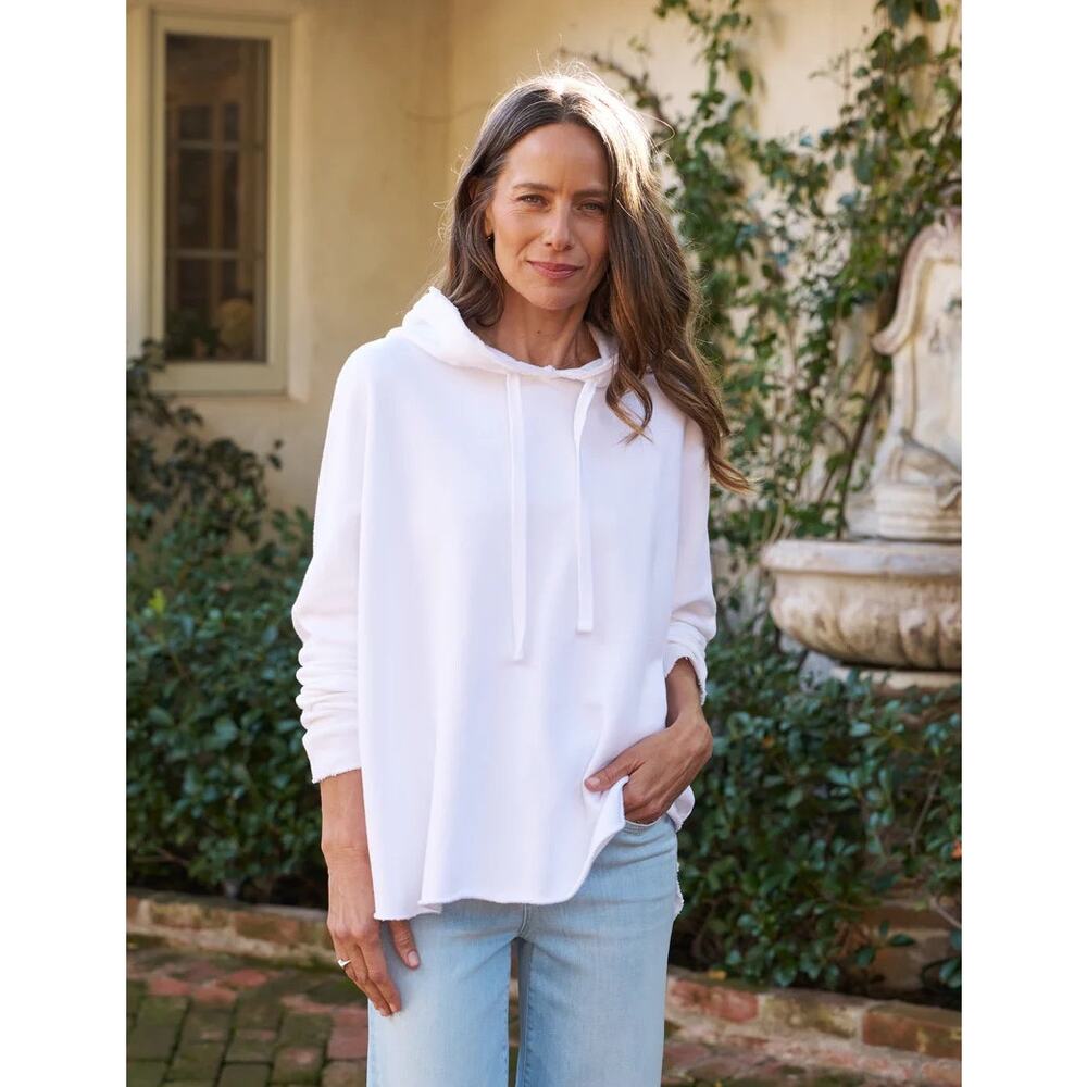 NEW Frank & Eileen Kane Capelet Hoodie in White Triple Fleece Sz L Long Sleeve